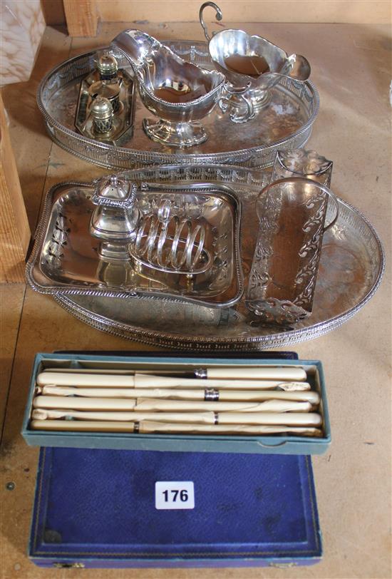 Large quantity of plated wares and cutlery